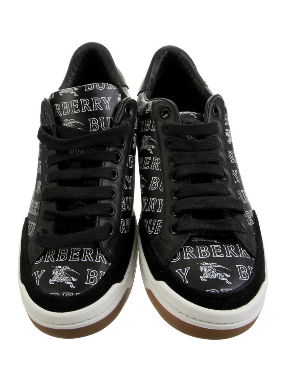 Burberry Black and White Logo Low-Top Sneakers for Men